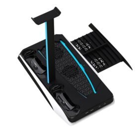 Porodo Gaming Multi-Function PS5 and Headphone Cooling and Charging Hub - Black/White