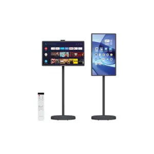 Powerology Portable Android TV on Wheels, FHD 60Hz Cordless Screen, 32 Inch Smart Monitor, Wi-Fi & Bluetooth