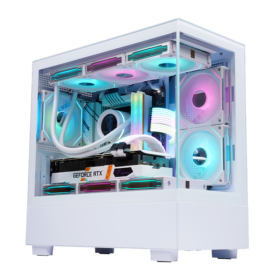 WJ Coolman Blade Micro-ATX Elite 3F ARGB PC Case – WHITE