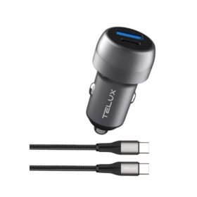 Telux PowerGo PD38W Car Charger 1 USB-A & 1 USB-C Ports With C-C Cable