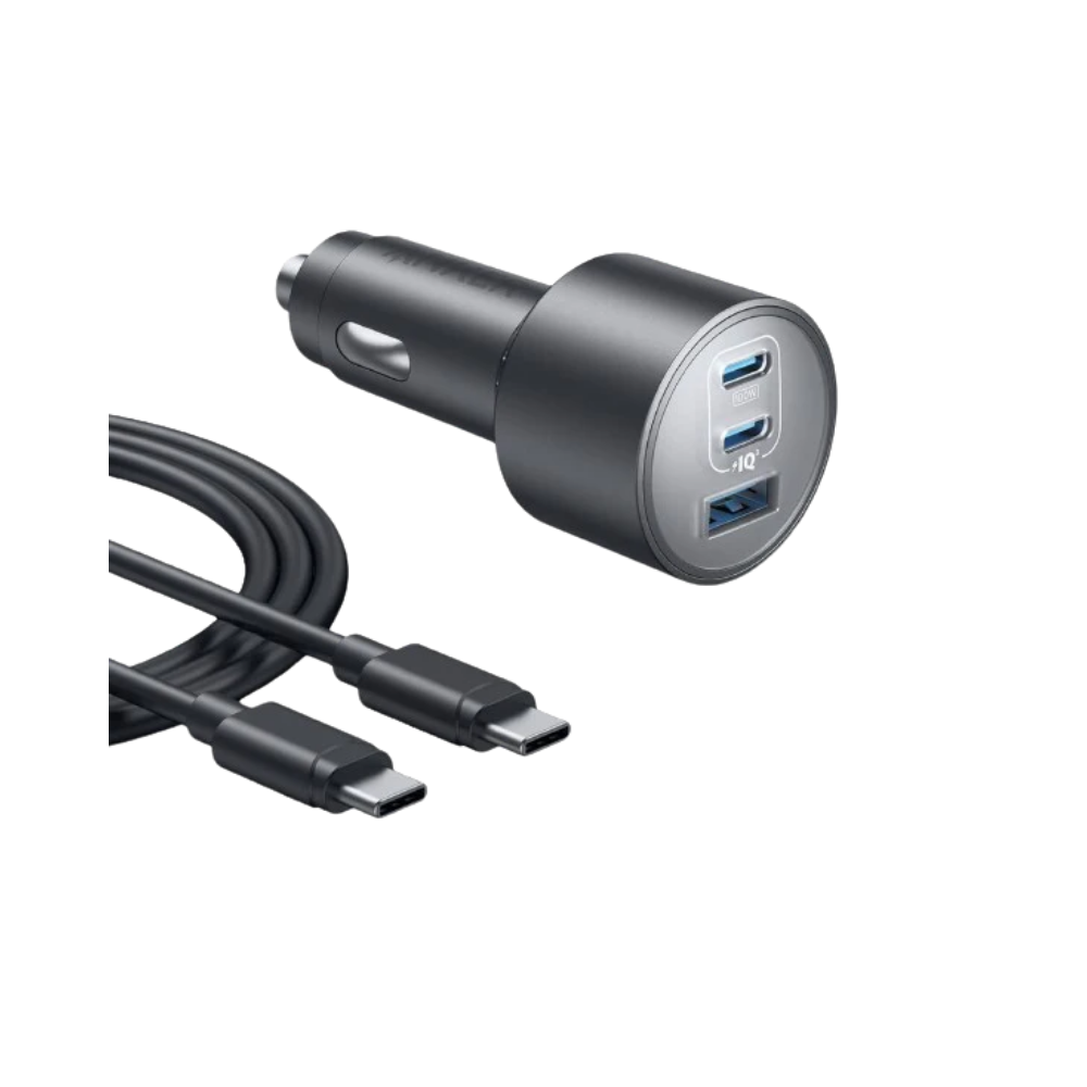 Anker Nano Car Charger , 167.5W , 3 Ports , USB-C to USB-C cable , USB-C (100W+45W) USB-A (22.5W)