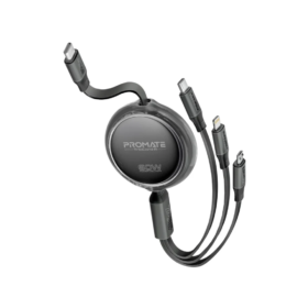 Promate TrioCord-R 3-in-1 Ultra-Fast Retractable Multi-Connector Cable