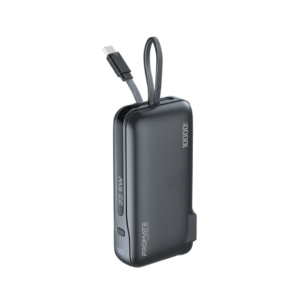 Promate PowerPack-10C Ultra-compact-Fast Charging Power Bank with AC Charger & Built-In USB-C Cable