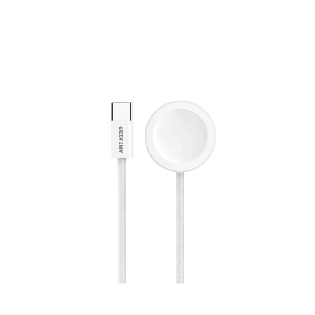 Green Lion iWatch Charger USB-C To Wireless Charger - White