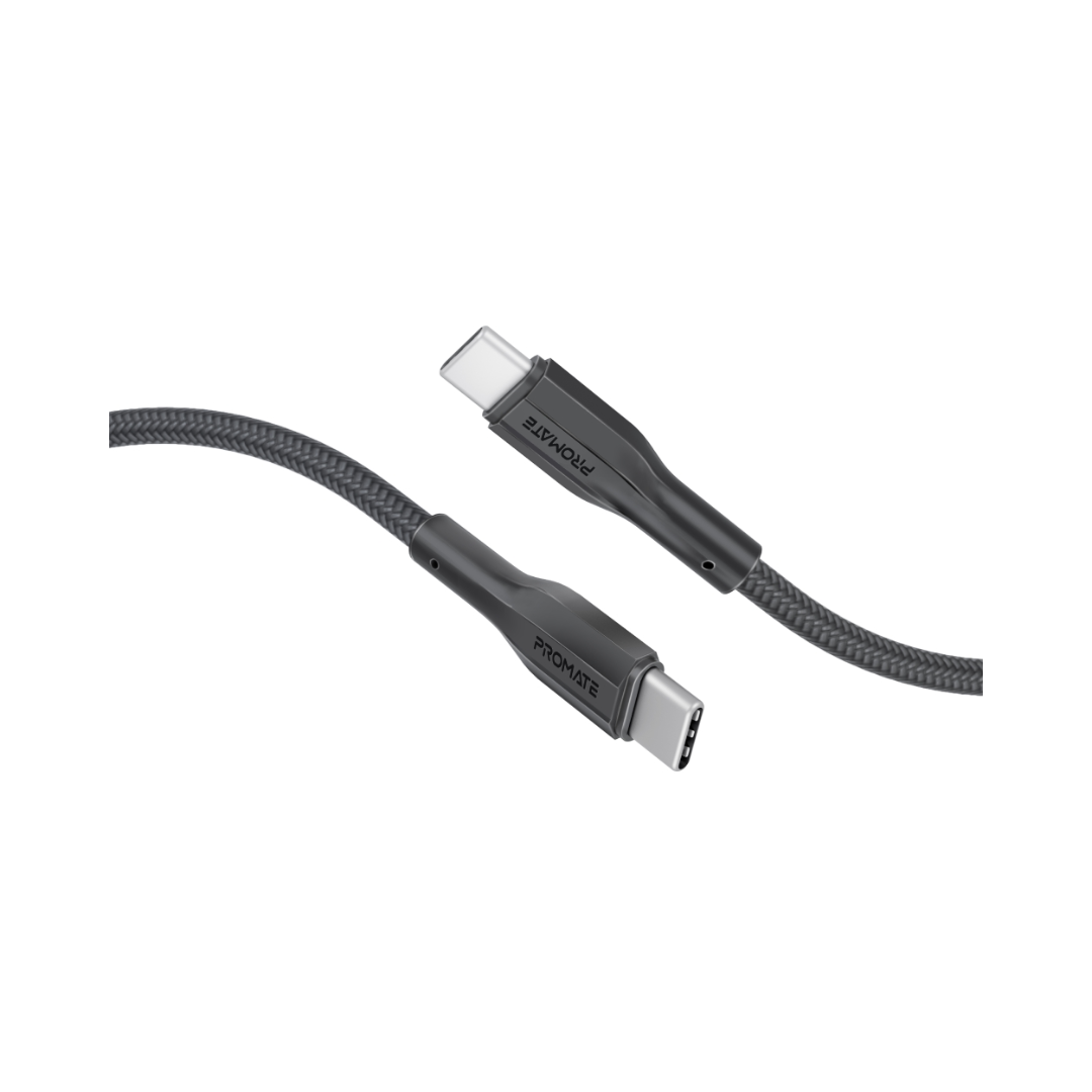 Promate XCord-CC200 USB-C™ to USB-C™ Cable, Premium 60W Power Delivery Fast Charging Type-C™ Cable with 480Mbps Data Sync and 200cm Anti-Tangle Silicone Cord