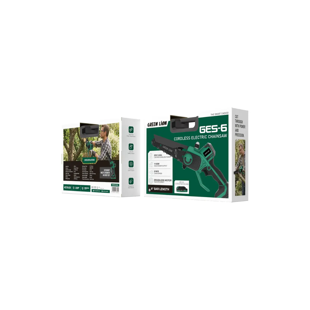 Green Lion GES-6 Cordless Electric Chainsaw - Green - Image 3