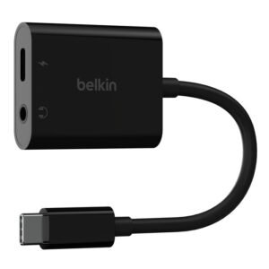 Belkin Rockstar 3.5mm Audio + USB-C Charge Adapter, USB-C Audio Adapter Compatible with iPad Pro 12.9, 11, Galaxy, Pixel, OnePlus and More
