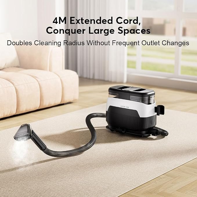 Green Lion Steam Carpet Pro – 450W Motor, 1200W Heating, Dual Tank (1250mL Clean / 900mL Dirty) & Deep Stain Cleaning – Black - Image 3