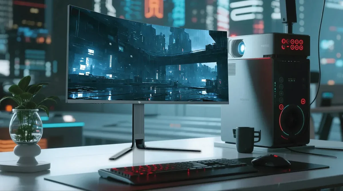 Porodo Gaming Ultra-Wide QHD 200Hz Gaming 34" Monitor with Ergonomic 3-Axis Stand - Black - Image 4