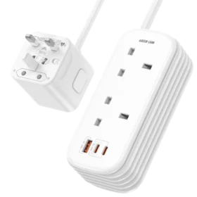 Green Lion GS-600 Power Strip USB-C | USB-A | 2*UK AC Outlets PD 30W - White