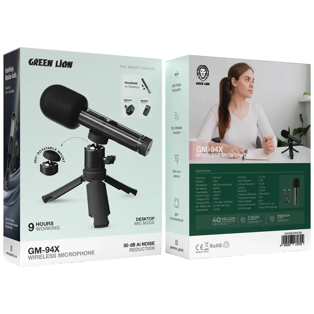 Green Lion GM-94X Wireless Microphone - Black - Image 3