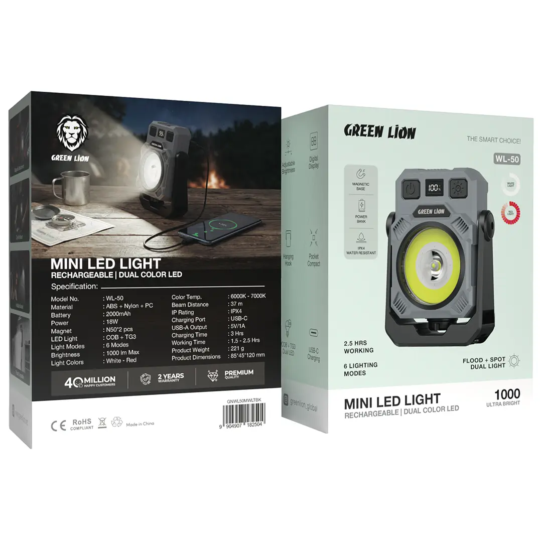 Green Lion Mini LED Rechargeable & Dual Color Light - Black - Image 4