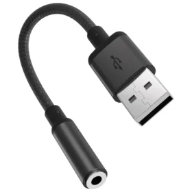 Porodo Audiolink Female 3.5mm to USB-A Audio Jack Adapter - Black