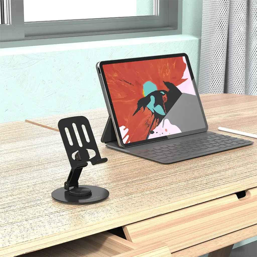 Porodo Blue Desktop Phone Holder 360° Rotating Base - Black - Image 2