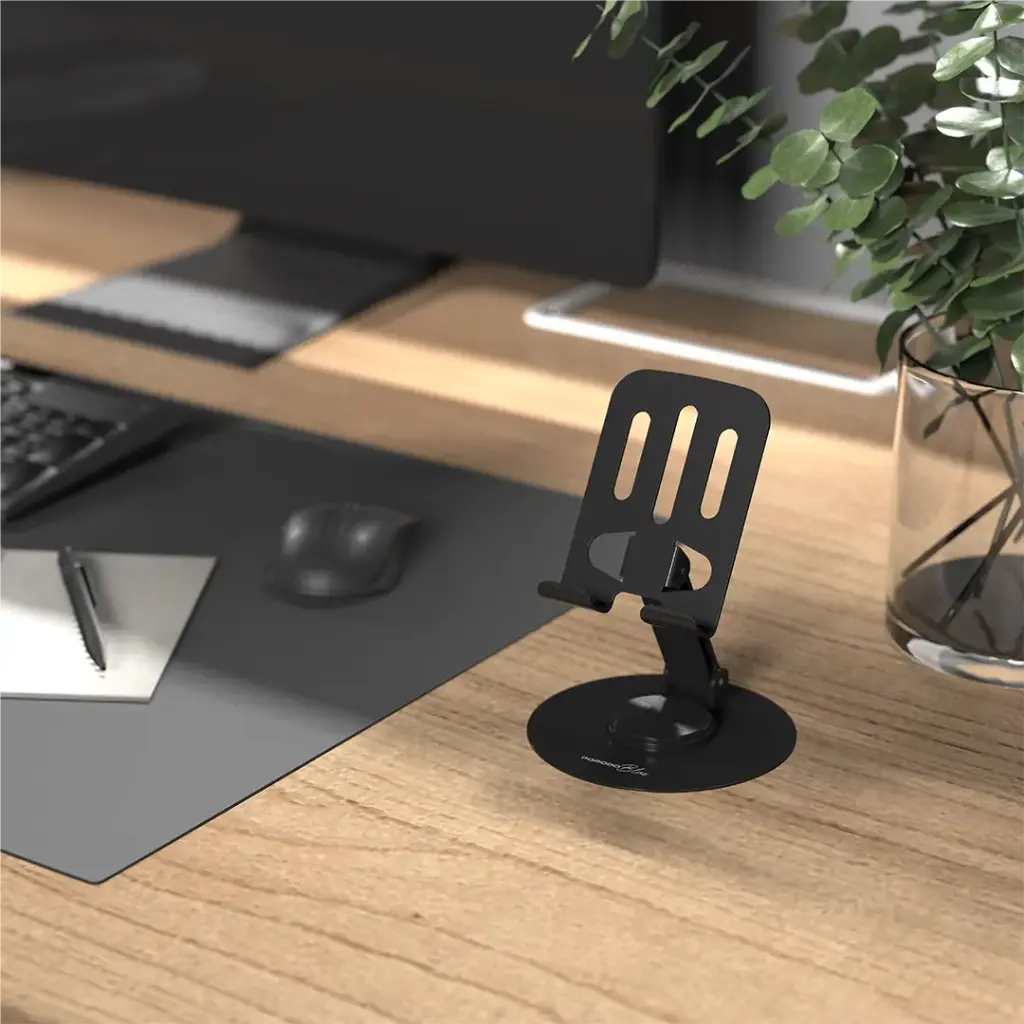 Porodo Blue Desktop Phone Holder 360° Rotating Base - Black - Image 3