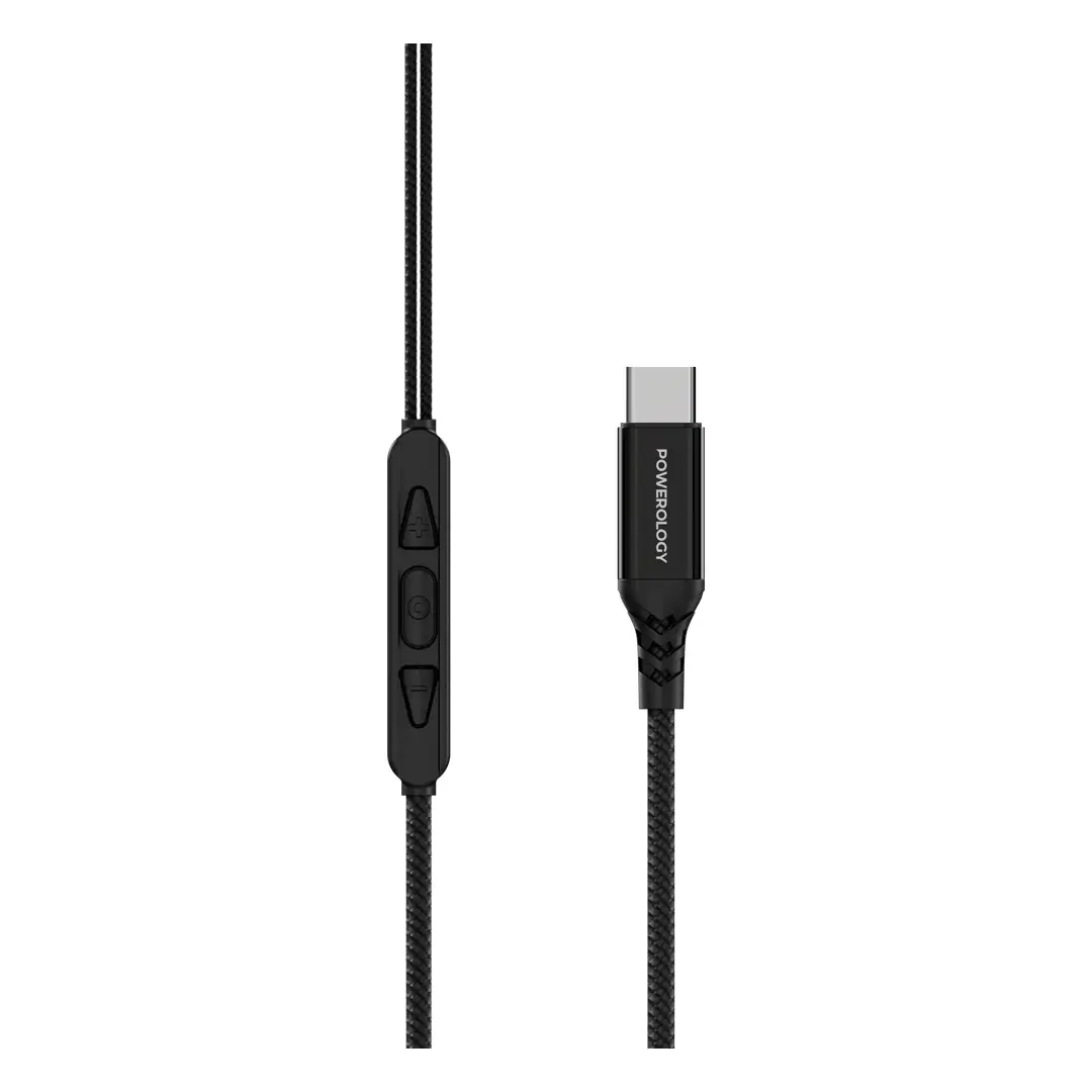 Powerology Voro Earhook USB-C Wired Earphones - Black - Image 5