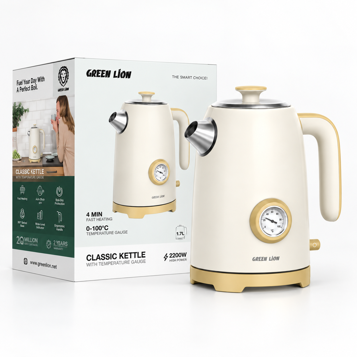 Green Lion Classic Kettle - Beige - Image 4