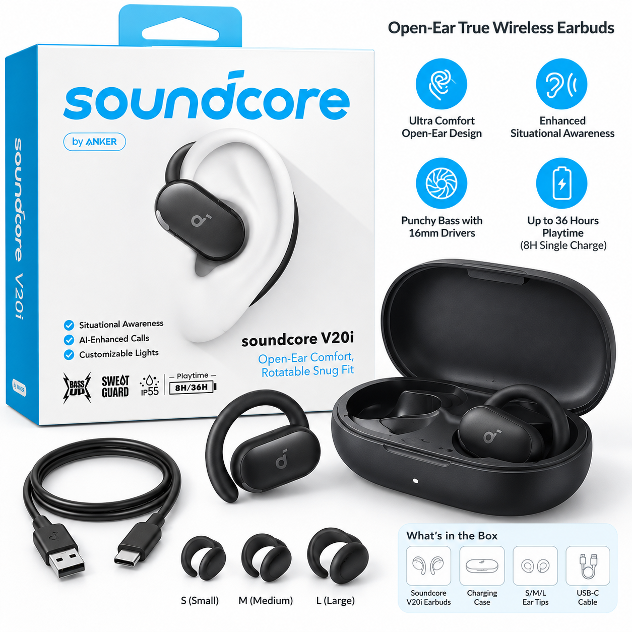 ANKER Anker Soundcore V20i Wireless Bluetooth Earbuds, Black – A3876H11 - Image 2