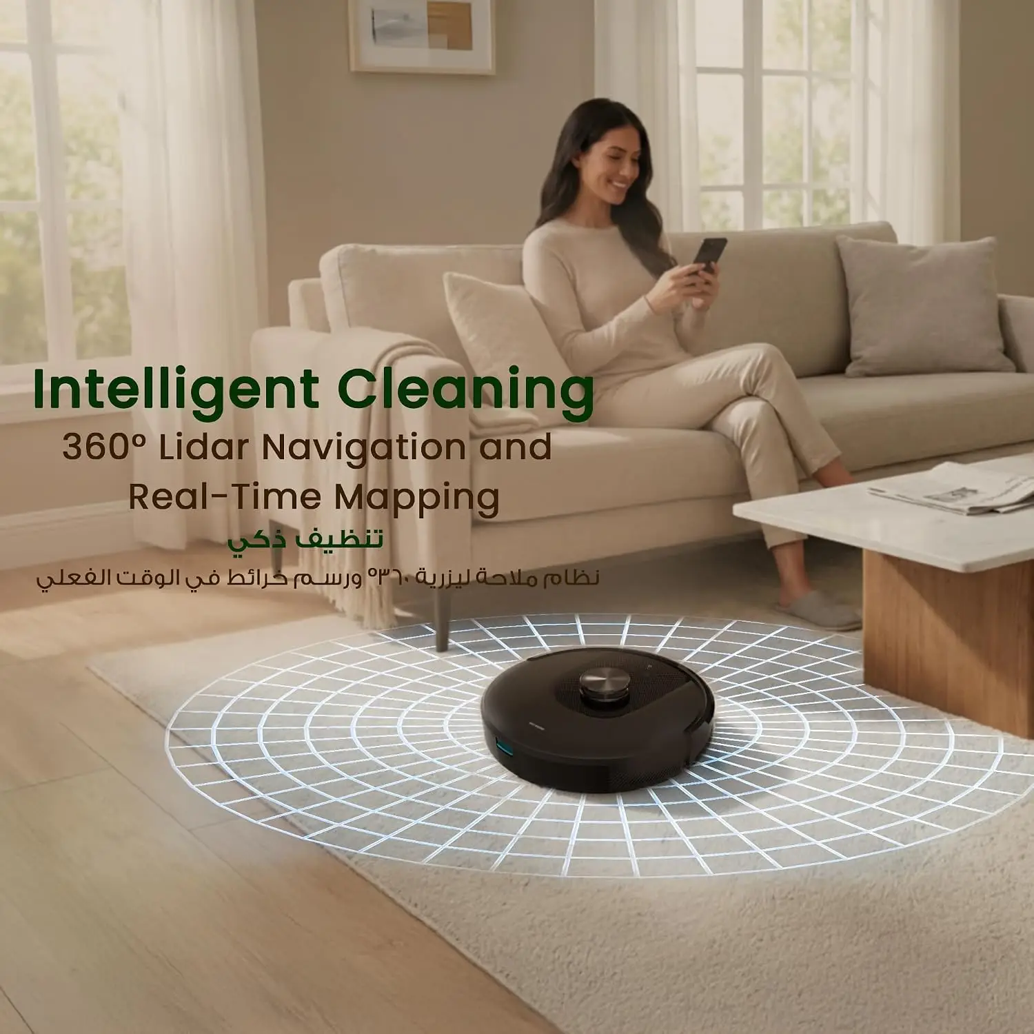 Green Lion Smart Robot Vacuum Pro 4000Pa Suction - Black - Image 6