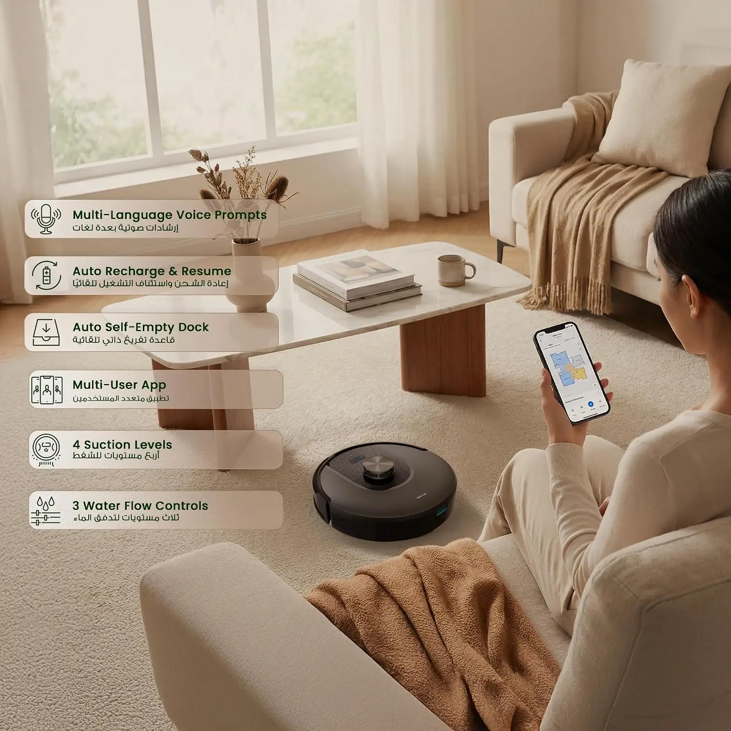 Green Lion Smart Robot Vacuum Pro 4000Pa Suction - Black - Image 5