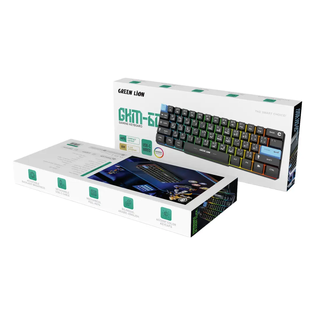 Green Lion GKM-60 Gaming Keyboard - Black - Image 2