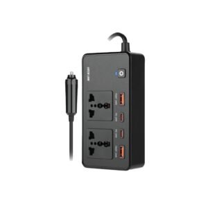 Green Lion GC-200 Car Inverter, 200W, 2 USB-A, 2 USB-C, 2 AC Sockets, PD24W & QC3.0, 10.8-15.5V Input, AC220V Output, Black