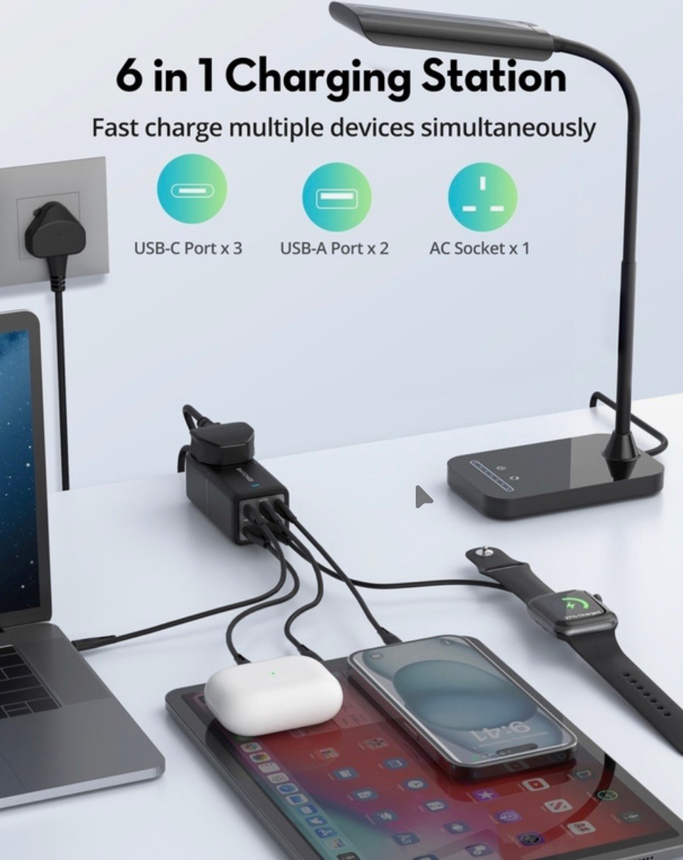 RavPower PC1062 PD 75W Desk Charger 3C 2A & Travel Charger Adapter - Black - Image 3