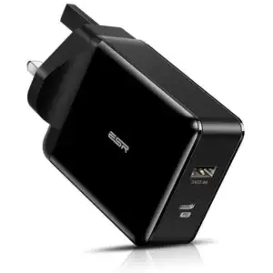 ESR 30W Type-C PD & USB-A Dual Port Quick Charger Fast Charging Wall Adapter For iPhone iPad & USB Devices - Black