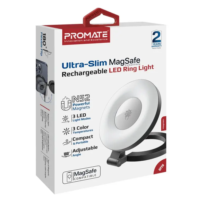 PROMATE Ultra-Slim MagSafe Compatible Rechargeable LED Ring Light - Image 2