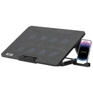 Porodo Gaming 8-Fan Ergonomic Laptop Cooling Stand with Built-In Phone Slot