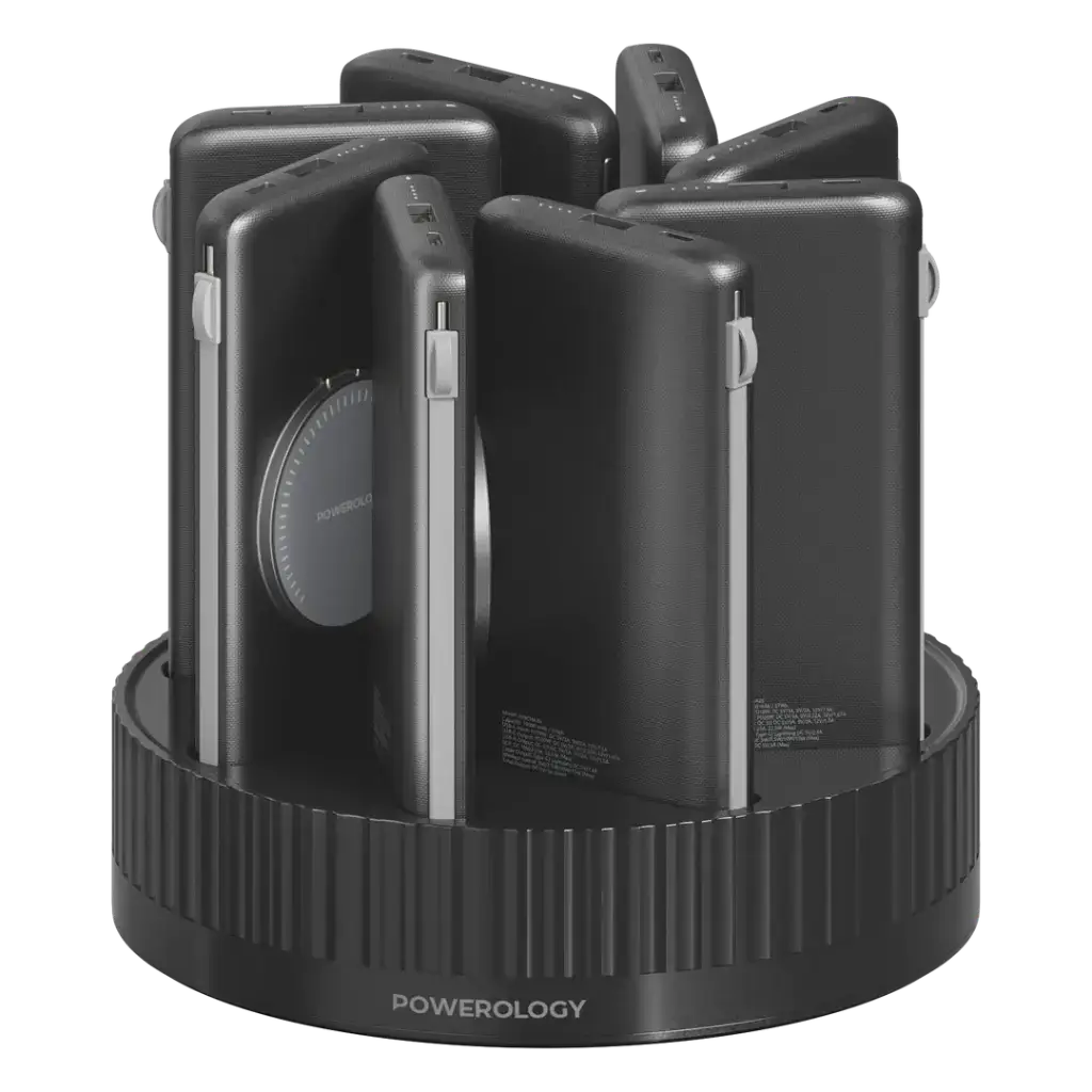 Powerology 8in1 Station 10000mAh PD 120W QC Wireless Power Bank-Black