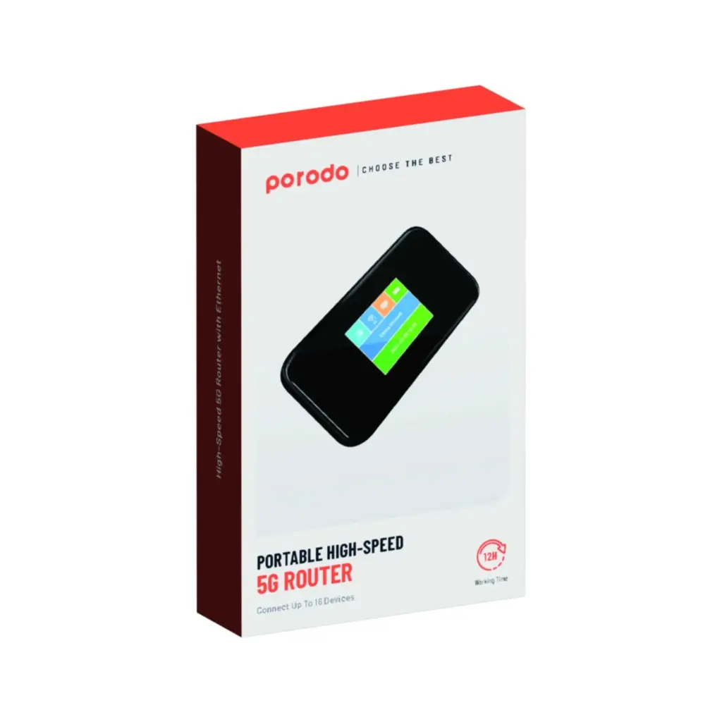 Porodo Portable MiFi 5G Wireless Router 5000mAh - Black - Image 2