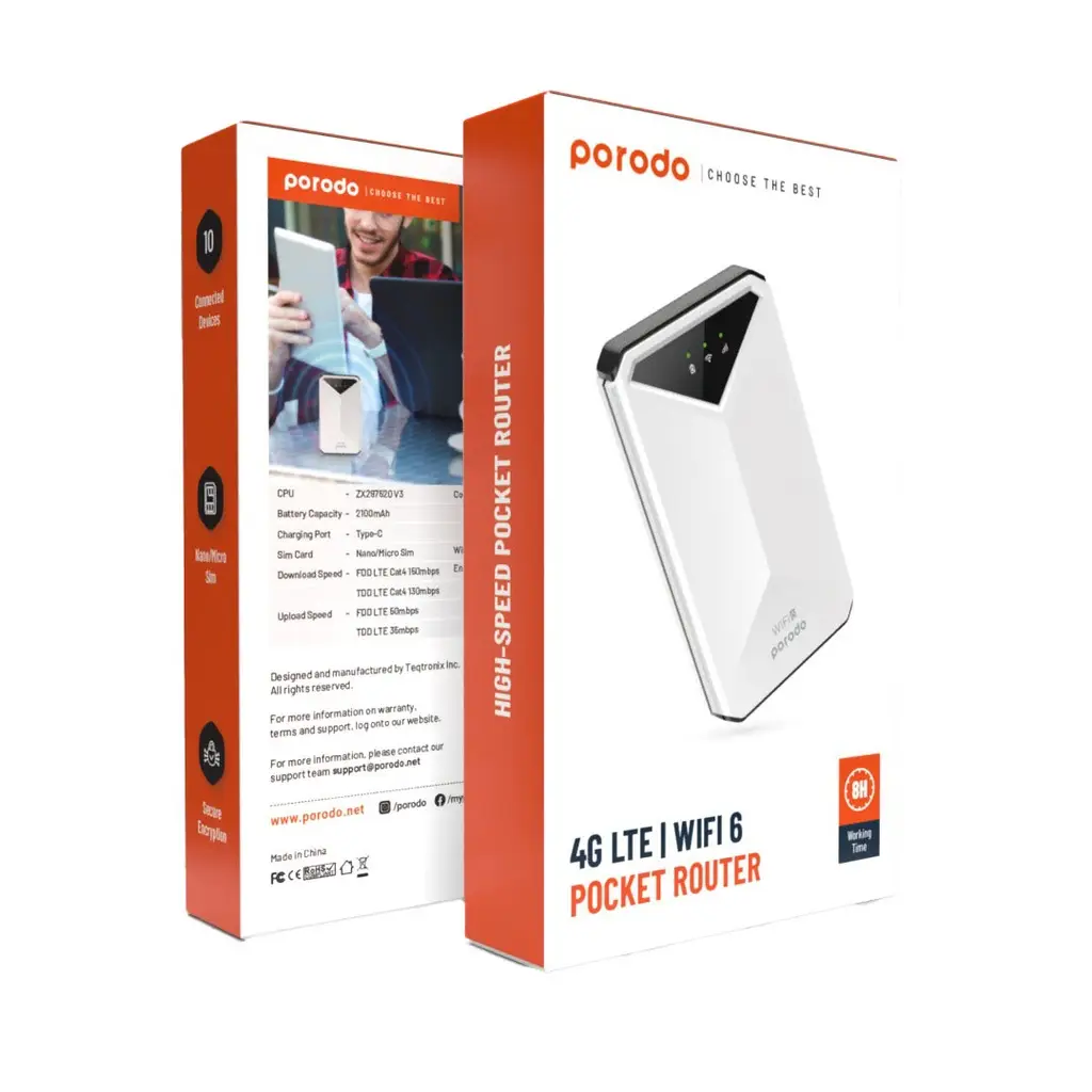 Porodo portable MiFi 3G/4G Router CAT4 V2 without Display - Image 4