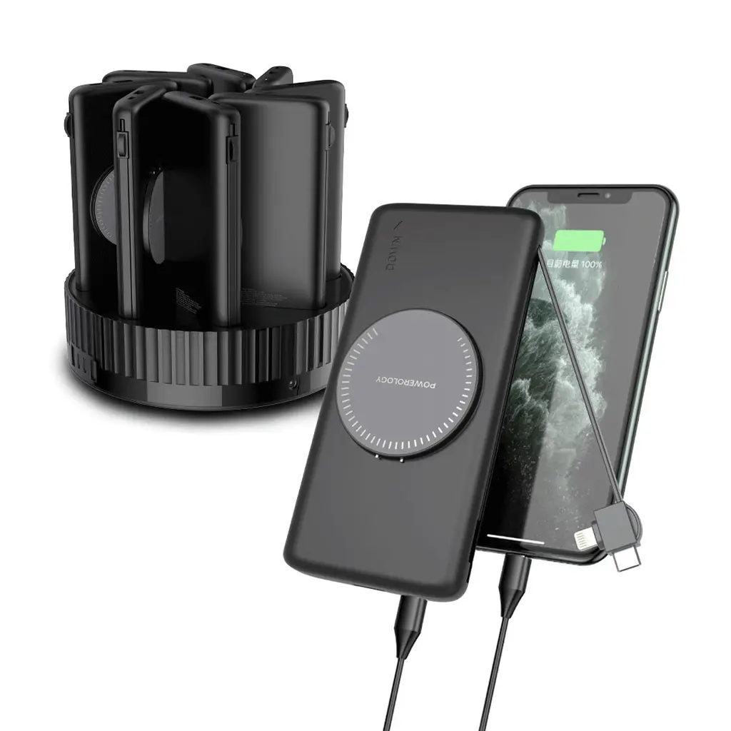 Powerology 8in1 Station 10000mAh PD 120W QC Wireless Power Bank-Black - Image 2