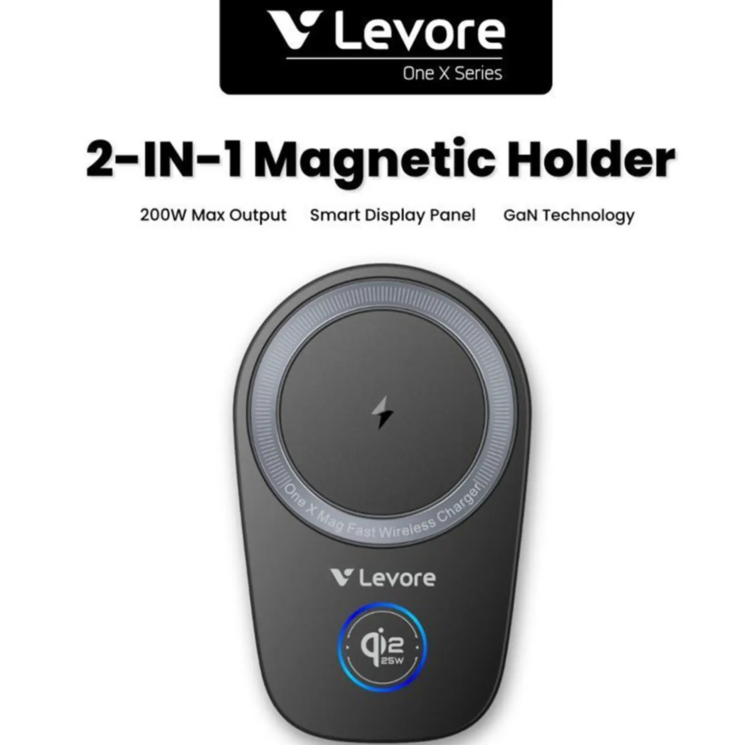 Levore One X Series Magnetic Wireless Charging Car Holder Black – LCH81 - Image 2