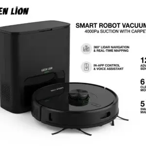 Green Lion Smart Robot Vacuum Pro 4000Pa Suction - Black