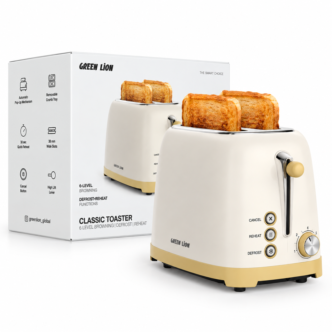 Green Lion Classic Toaster - Beige - Image 3