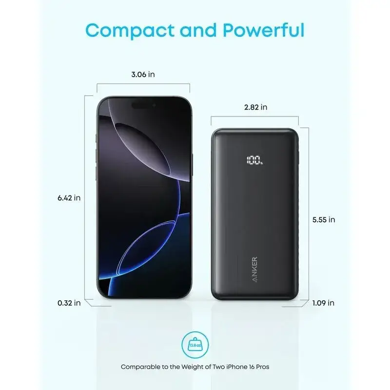 Anker Zolo Power Bank 20000mAh 22.5 Watts Built-in USB-C Cable - Black (ANK-A110EH11) - Image 4