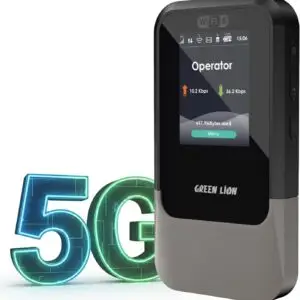 Green Lion 5G/4G MiFi Router, 6 GHz Portable WiFi, ESIM & Nano SIM Card Slot, Pocket-Sized Wi-Fi 6 Wireless