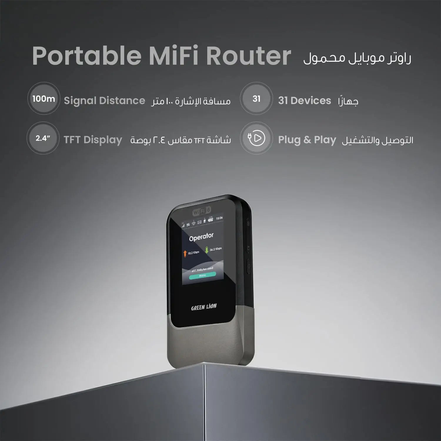 Green Lion 5G/4G MiFi Router, 6 GHz Portable WiFi, ESIM & Nano SIM Card Slot, Pocket-Sized Wi-Fi 6 Wireless - Image 2