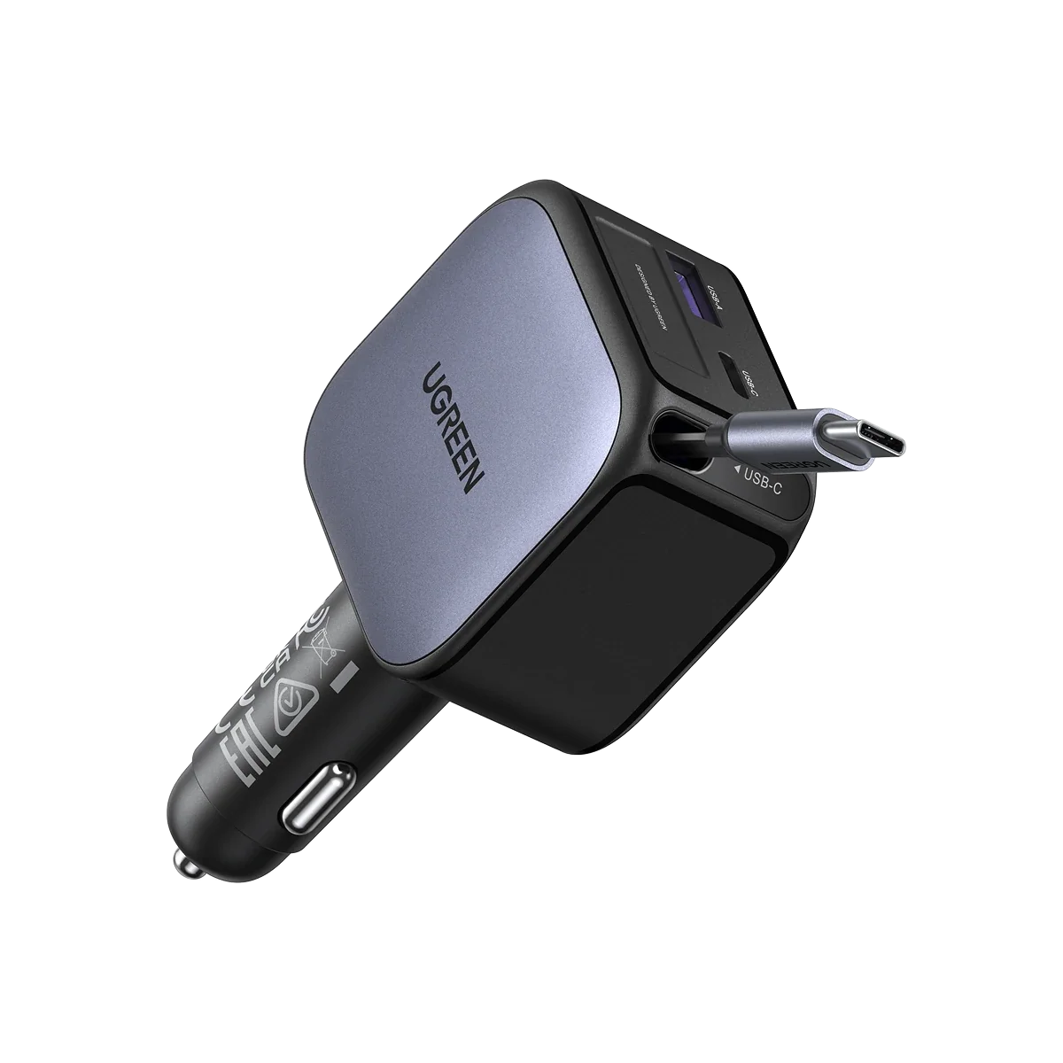 UGREEN Nexode Car Charger 60W with Retractable USB-C Cable