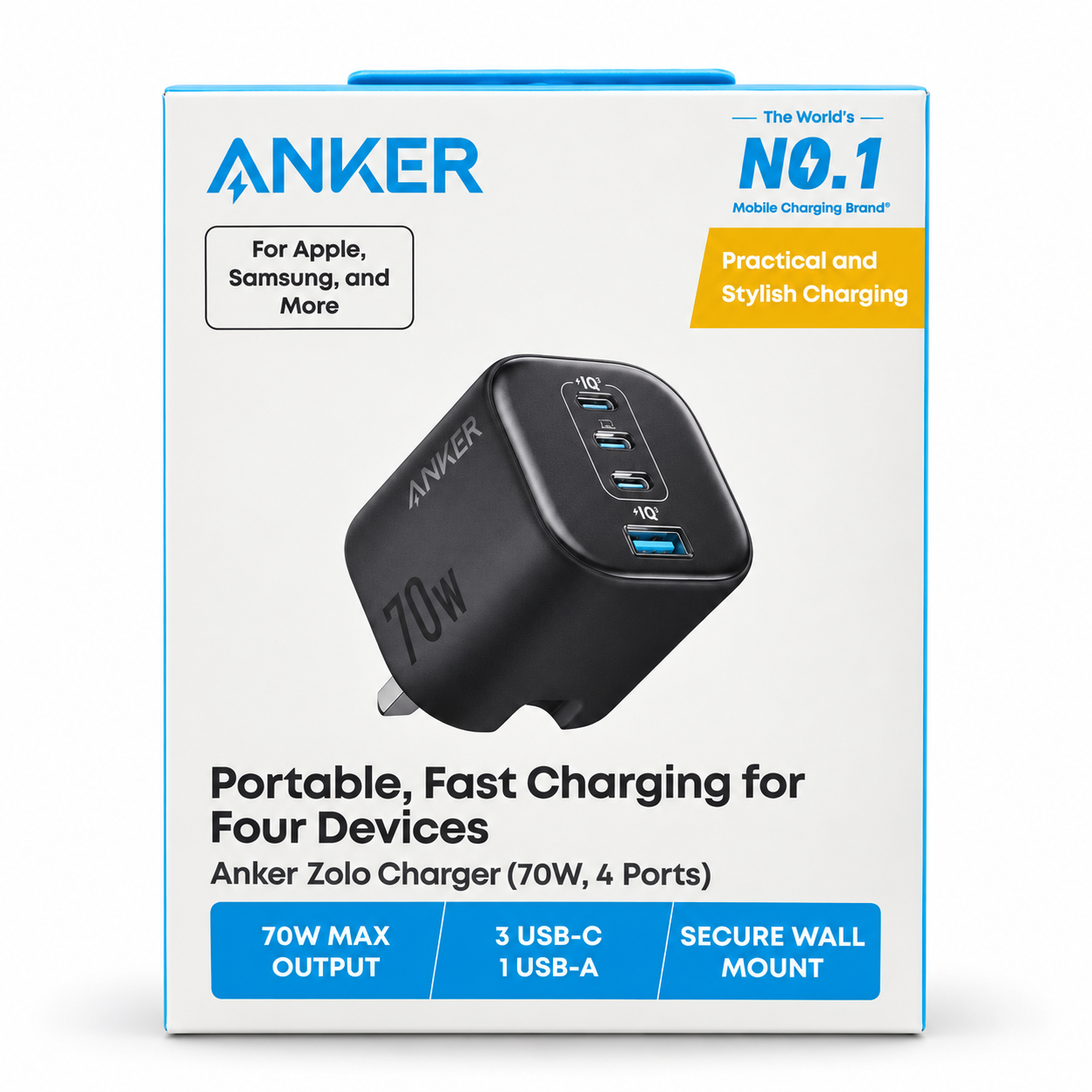 ANKER Fast Charging for Four Devices 70W, 4Port(A121CK11) - Image 2