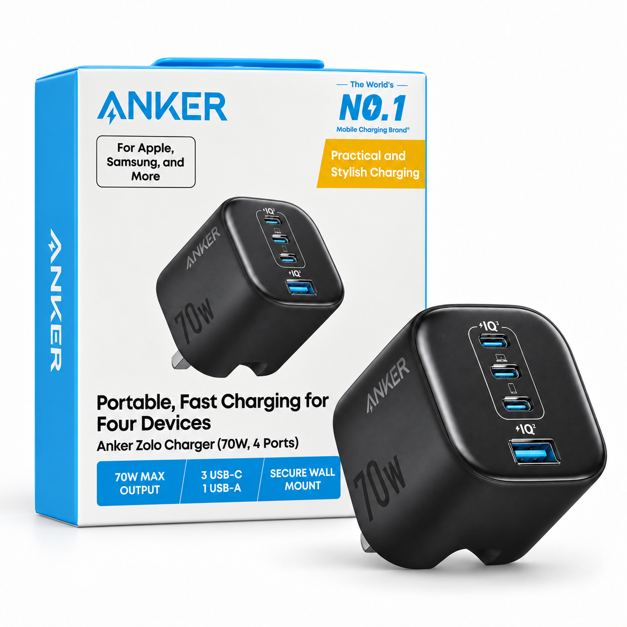 ANKER Fast Charging for Four Devices 70W, 4Port(A121CK11) - Image 4