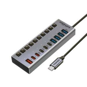 PROMATE 10-in-1 High Speed Multi-Port 5Gbps Data & Charging Hub
