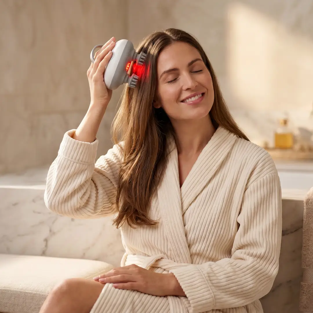 Green Lion Scalp Massager with 360° Detachable Heads - Grey - Image 2