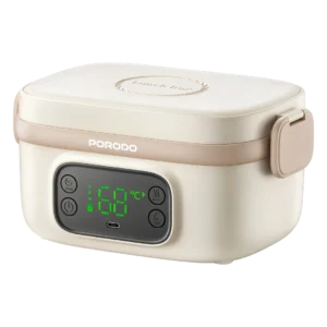 Porodo Lifestyle HealthMate 650ml Electric Lunch Box with Heating Function & Digital Display– Beige