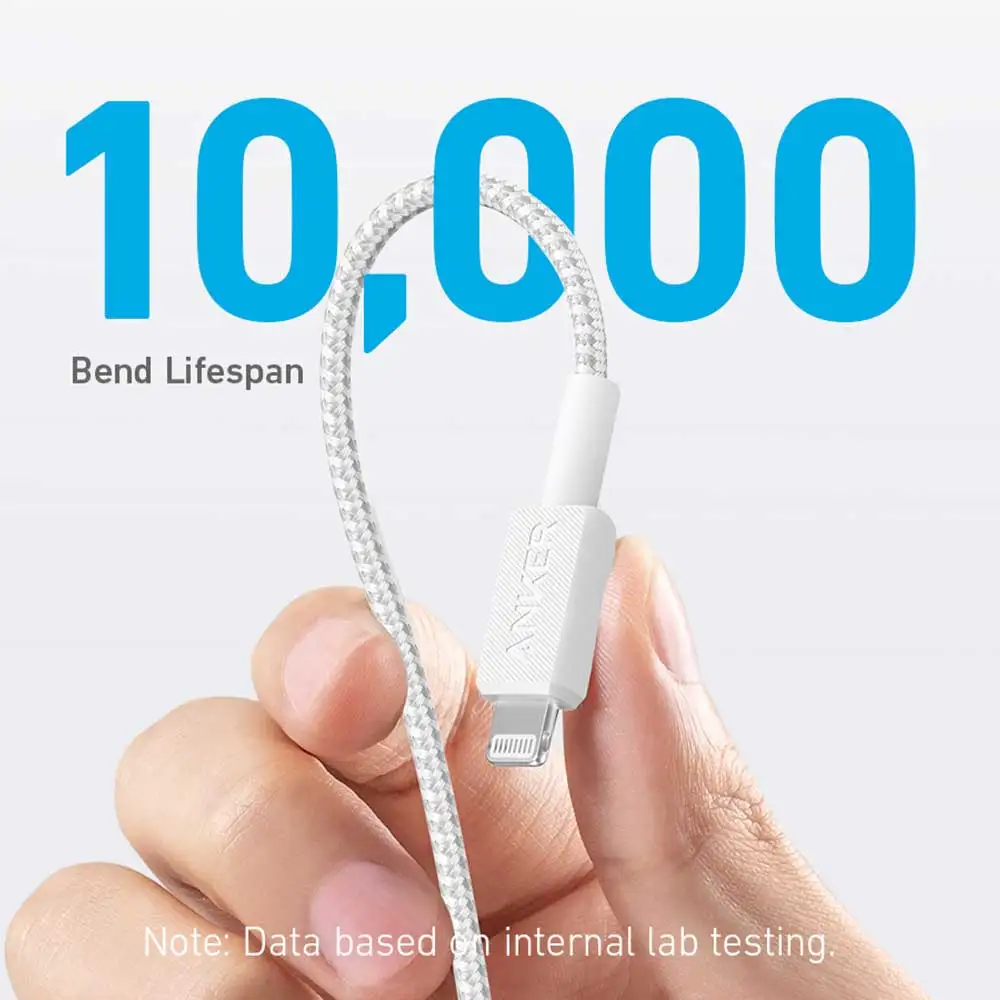 Anker 322 USB-C to Lgt Cable (6ft Braided) White (ANK-A81B6H21) - Image 4