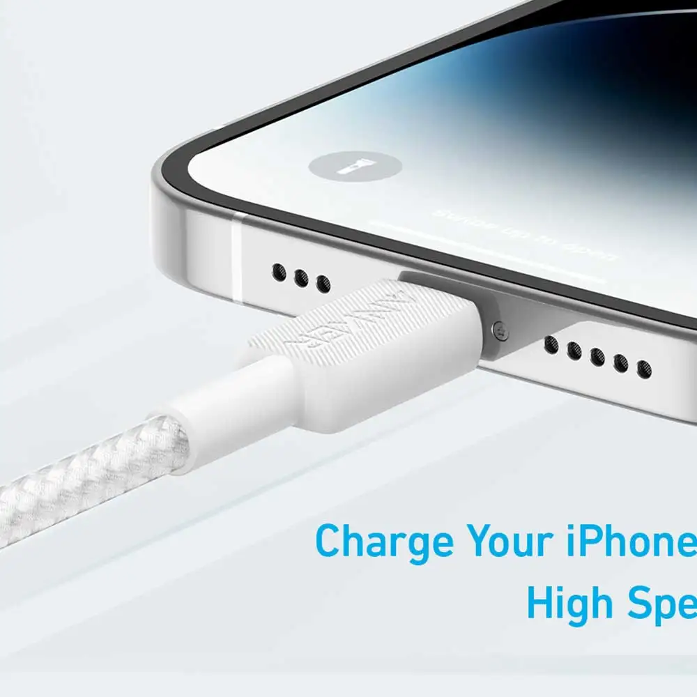 Anker 322 USB-C to Lgt Cable (6ft Braided) White (ANK-A81B6H21) - Image 2